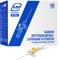 Канюля внутрішньовенна MP MedPlast Proflon 24G (0,7 x 19 мм) жовта, 100 шт
