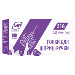 Голка для шприц-ручки МР MedPlast 31G (0,25 x 5 мм), 100 шт
