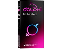 Dolphi Double effect з ребрами і точками та двома видами змазки: розігріваюча та анестетик, 12 шт