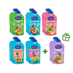Набір фруктових пюре та каш Elfik + 3 пюре в подарунок (18 шт)