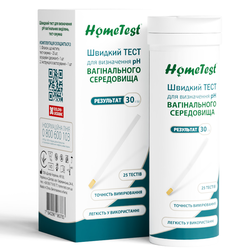 Тест-смужки HomeTest для визначення pH вагінальних виділень, 25 шт
