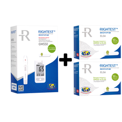 Набір Глюкометр Bionime Rightest GM550 + Тест-смужки Bionime Rightest для глюкометра Elsa та GМ 550, 100 штук