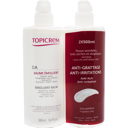 Набір Topicrem DA Пом'якшуючий бальзам для обличчя та тіла, 2 шт по 500 мл