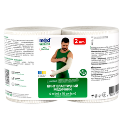 Бинт еластичний Медтекстиль середньої розтяжності, розмір 4 м х 10 см, 2 шт